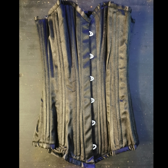 Steel Boned Corset - Black Satin - Picture 3 of 4